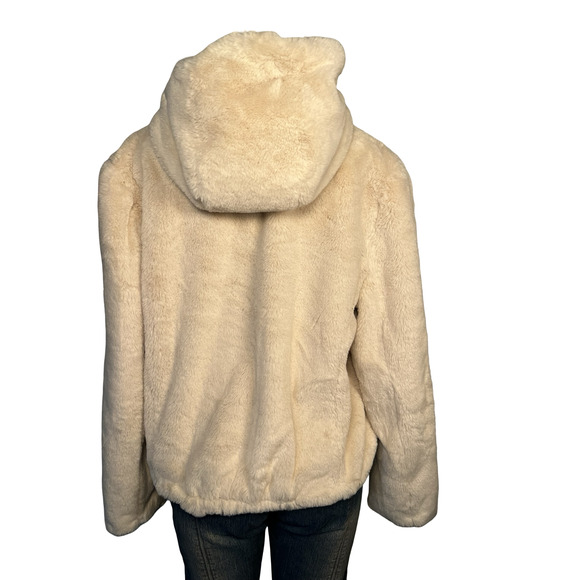 Relish Noless Jacket Womens XL Beige Faux Fur Hooded Full Zip Plush Lined Teddy - Picture 3 of 10
